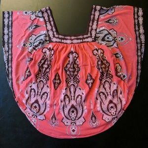 INC Peach/Pink/Brown Butterfly Sleeve Blouse